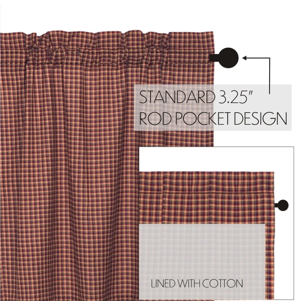VHC Brands Patriotic Patch Plaid Short Panel Set of 2 63x36 Americana Collection